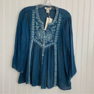Rachel Zoe boho blue top SIZE SMALL
